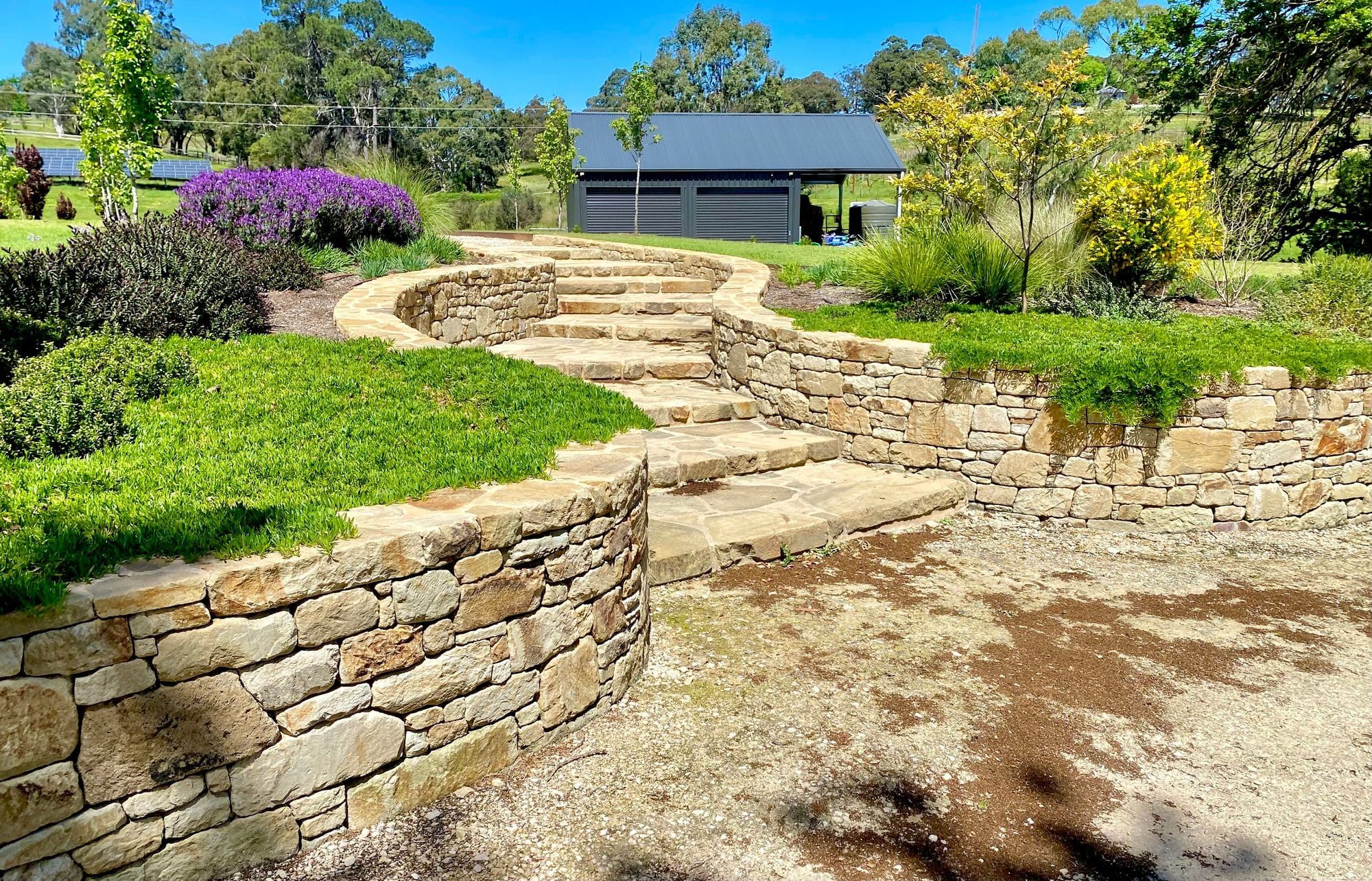 Natural stone terracing and pathways